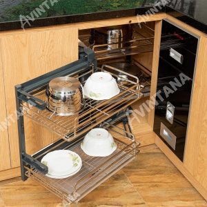 Kệ góc liên hoàn dạng nan dẹt Inox 304 mở phải Avintana - ALH3D